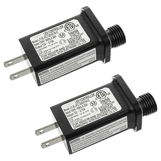 SIGANDG 12V 9W LED Transformer Replacement Class 2 Power LED Controller with 8 Modes Supply for Christmas String Light Inflatable Decorations IP44 Waterproof Low Voltage Transformer(2 Pcs)