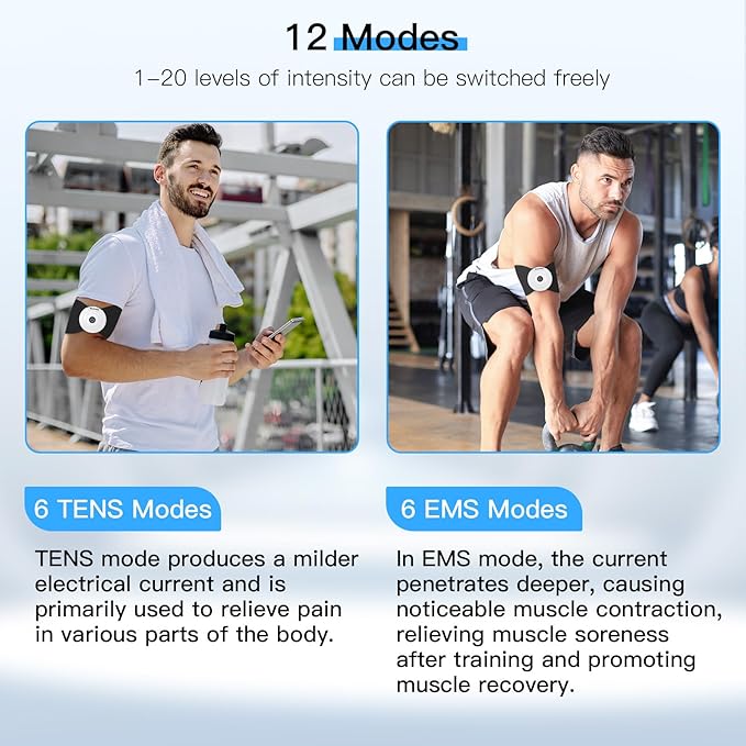Wireless TENS & EMS Unit Back Pain Relief Massager - APP Controlled Bluetooth EMS Muscle Stimulator Machine for Back Shoulder Leg Neck Pain Relief (Black)