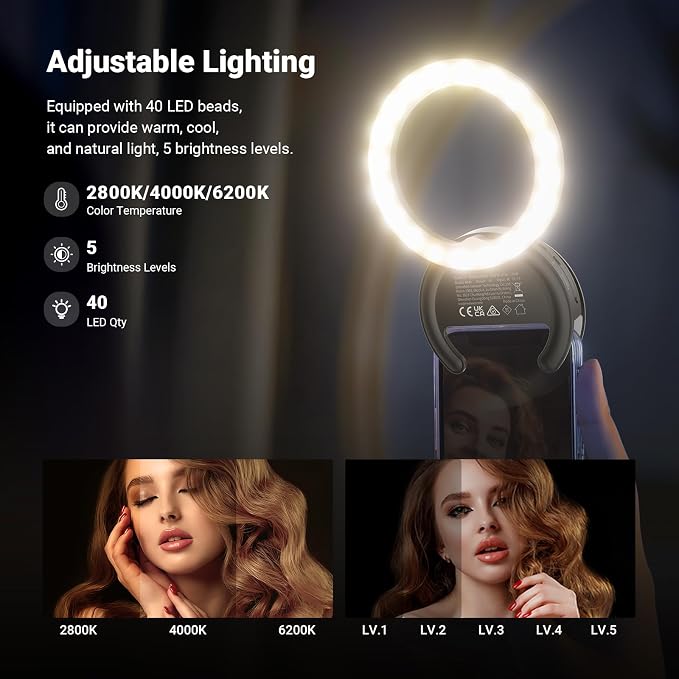 NEEWER Entry Level Version 4" Phone Selfie Ring Light Compatible - Image 3