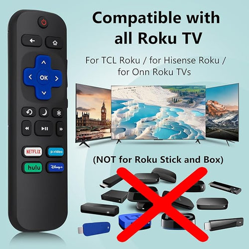 (Pack of 2) Replacement Remote Control Compatible for Roku TV,for TCL Roku/for Hisense Roku/for Onn Roku(Not for Roku Stick,Box and Players)