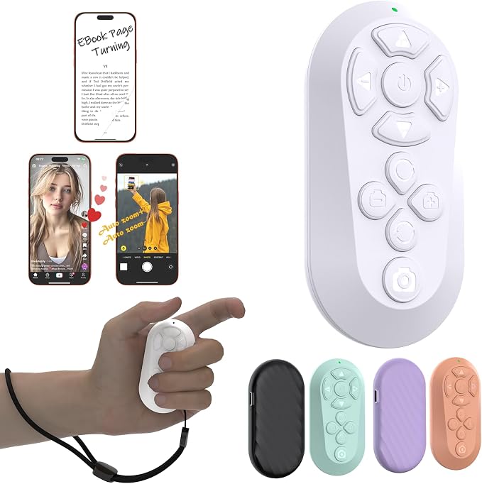 Bluetooth Remote Controller for TikTok Scrolling/Camera/Video Recording/Kindle by Guvohut