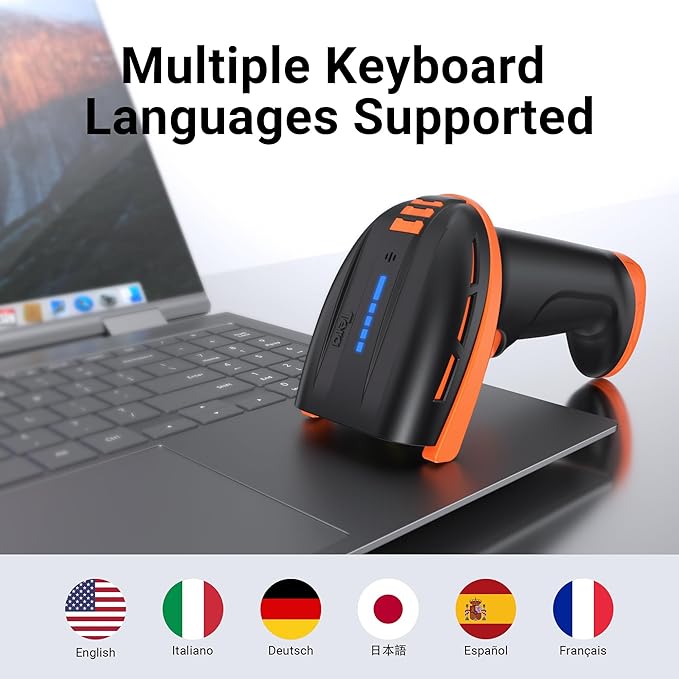 Tera Pro Barcode Scanner with Power Switch Battery Level Indicator Replaceable Battery Wall Mountable Stand 1D 2D QR Works with Bluetooth 2.4G Wireless USB Wired Bar Code Reader D6100