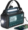 Emergency Weather Radio with AM/FM/NOAA/SW, 5 Ways Powered Solar Hand Crank Alert Radio with LCD Display&SOS, 5000 Portable Radio with Cellphone Charger, Flashlight, Reading Lamp, Headphone Jack