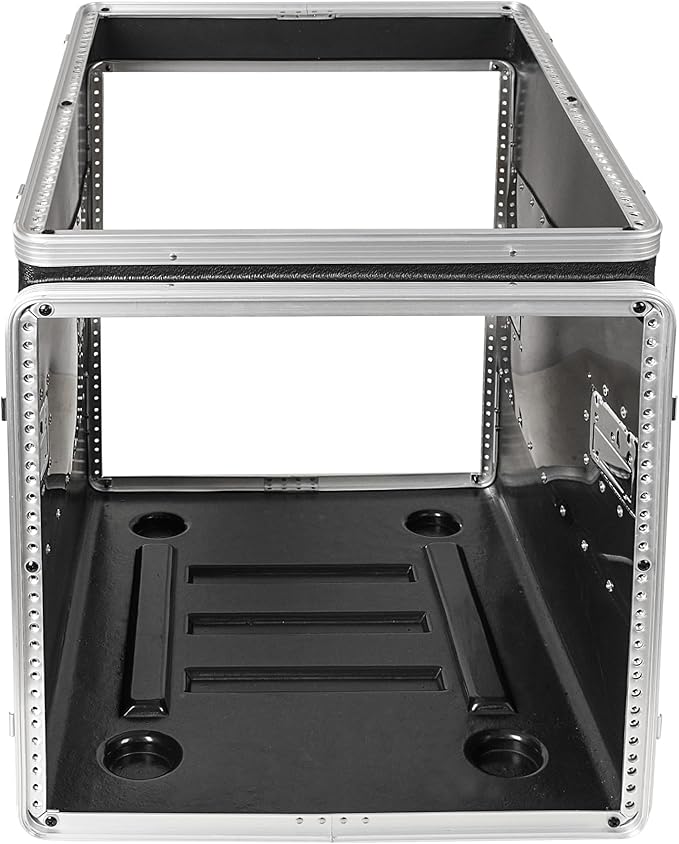 Sound Town Lightweight and Compact 10U ATA ABS Rack Case, with Slant Mixer Top, Casters, 24.5" Depth, 12U Top and 10U Side Spaces (STMR-A12X10UW)