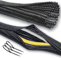 Cable Management Split Wire Loom Sleeve - Cord Hider & Protector for Desk, Pet Chew Proof, Wire Cover Organizer, Flexible Tube for Wires and Cables (5/16 Inch 50FT, Black)