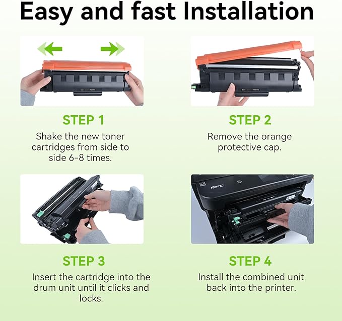swiss toner Compatible TN830XL TN830 TN830 XL TN-830 TN-830XL Toner Cartridges Replacement for Brother DCP-L2640DW HL-L2460DW L2480DW MFC-L2820DW XL HL-L2405W HL-L2400D 2465DW Printer, 4 Pack Black