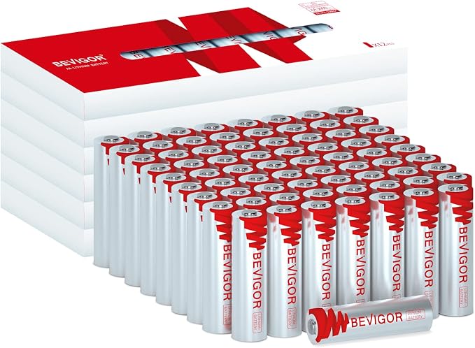 BEVIGOR Lithium AA Batteries 72-Pack, 1.5V 3000mAh Lithium Iron AA Battery by BEVIGOR