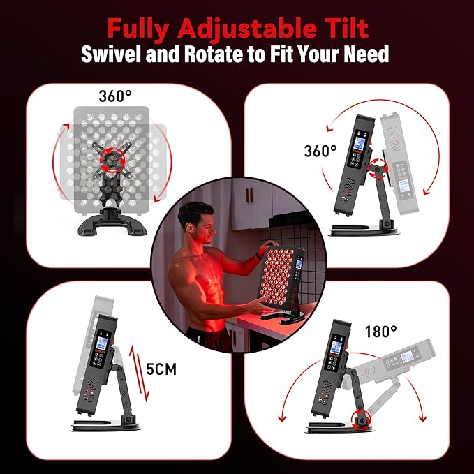 Red Light Therapy Panel, Multiple Adjustable Light Therapy for Body and Face with Timer and Remote, 70 LEDs, Touch Screen Red Near Infrared Light Panel 630-940nm for Skin Health, Energy, Recovery