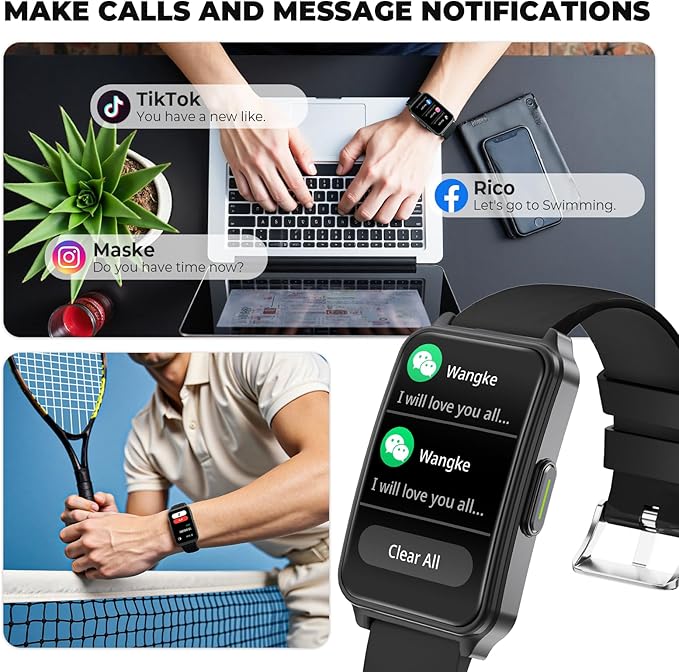 Fitness Tracker (Answer/Make Call)，Smart Watch 24/7 Heart Rate Spo2 Blood Oxygen Monitor Sleep Tracker, 120 Sports Modes Pedometer Calorie Step Tracker, Waterproof Activity Tracker for Women Men Black