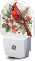 YESPOAK Night Light,Red Cardinal Bird Flowers Night Lights Plug Into Wall for Bedroom Bathroom Kitchen Hallway Stairs Hallway, Plug-in, Energy Efficient Decor Desk Lamp Gifts