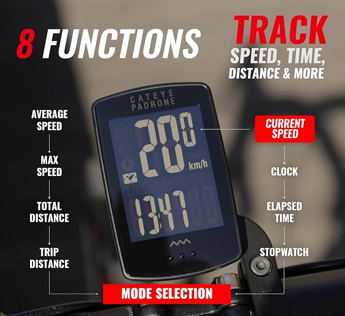 CATEYE Padrone Wireless Bike Computer – Oversized Display Cyclocomputer - Image 4