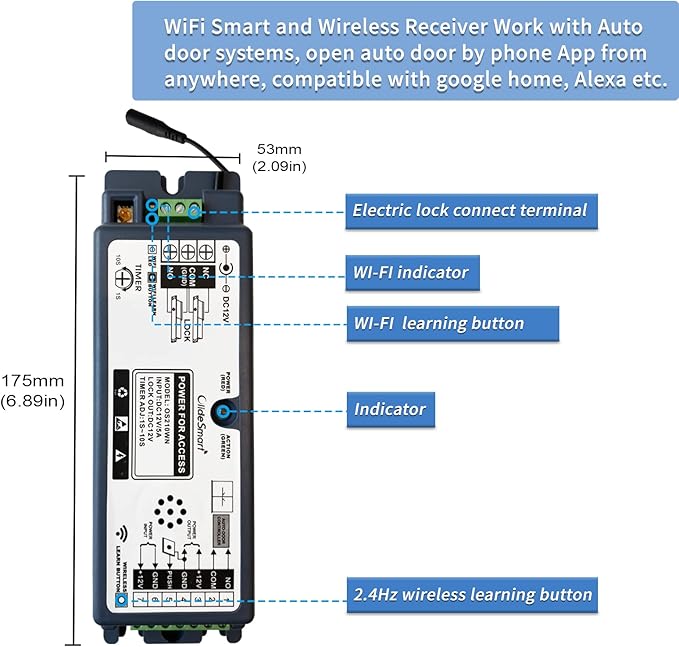 2.4GHz WiFi Access Control 400lb Holding Force Electic Magnetic Door Lock System Kit with Remote and Smartphone app Control, paired with Wireless Slim Push Switch (Receiver)