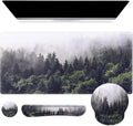 iCasso Desk Mat, Gaming Mouse Pad Wrist Support Set,4in1 XXL Large Mousepad + Keyboard Wrist Rest+Mouse Wrist Rest+Coaster Set with Ergonomic Design for Home Office Table Computer-Forest