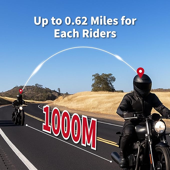 BIKECOMM Salut Motorcycle Helmet Speakers Intercom – 1000M Range Wireless Speakers - Helmet Communication System, IP67, Black