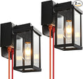 JOKAONOTL Dusk to Dawn Porch Lights with GFCI Outlets Waterproof Outdoor Wall Lights Exterior Lighting Fixtures Modern Outside Lights Wall Mount for House Patio Garage,Black,11.8''H, 2 PC