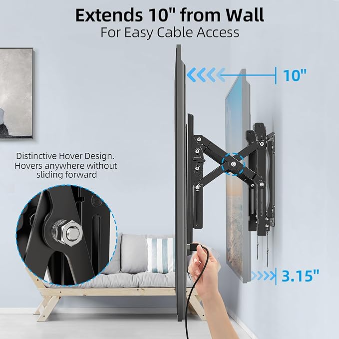 HOME VISION Ultra-Large TV Mount Bracket for 32-90 Inch TVs, Supports up to 132lbs with Sliding Design, Heavy Duty TV Wall Mount for up to 24" Studs with Swivel, Tilt, Max VESA 600x400mm, HVX601