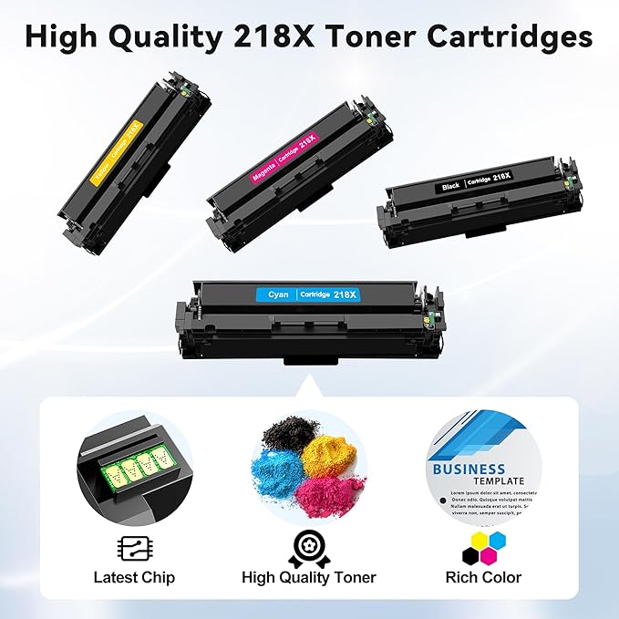 218X Toner Cartridges 4Pack MFP 3301fdw 3201dw Toner Compatible for HP 218X W2180X 218A Set for HP Color Laser Jet Pro MFP 3301fdw Pro 3201dw 3301sdw 3301cdw Printer (Black/Cyan/Yellow/Magenta)