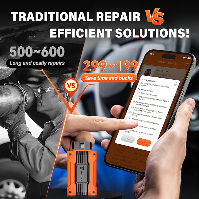 TopTekk Emergency DPF Regener Tools, DPF Regeneration and Reset Device for Heavy Duty Trucks, DPF Regeneration Scanner – Engine Compatible with Cummins, Volvo, Caterpillar, Paccar and More Engines