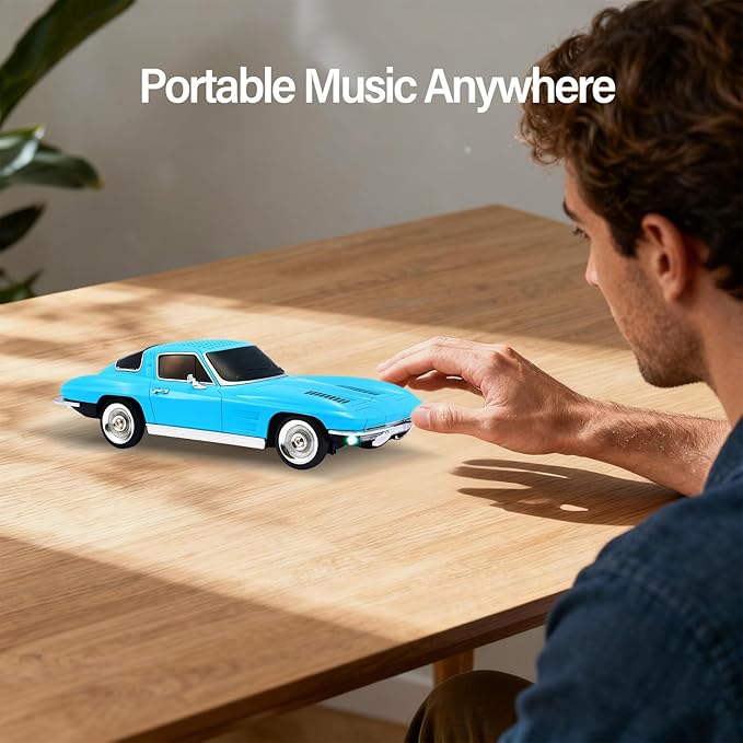 WSTER Retro American Style car Bluetooth Speaker, Portable Wireless Outdoor Speaker, TWS Stereo, Support USB/TF/AUX, Party Bluetooth Speaker with Microphone,Classic car Gifts for Men(Blue)