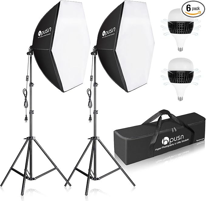 HPUSN Softbox Photography Lighting Kit, Photo Studio Light by HPUSN