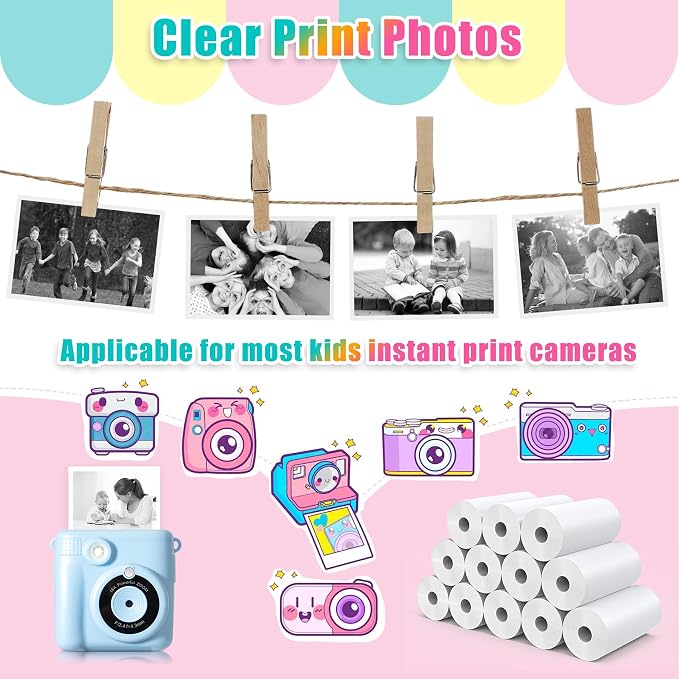 20 Rolls Instant Print Camera for Kids Refill Print Paper - Image 3