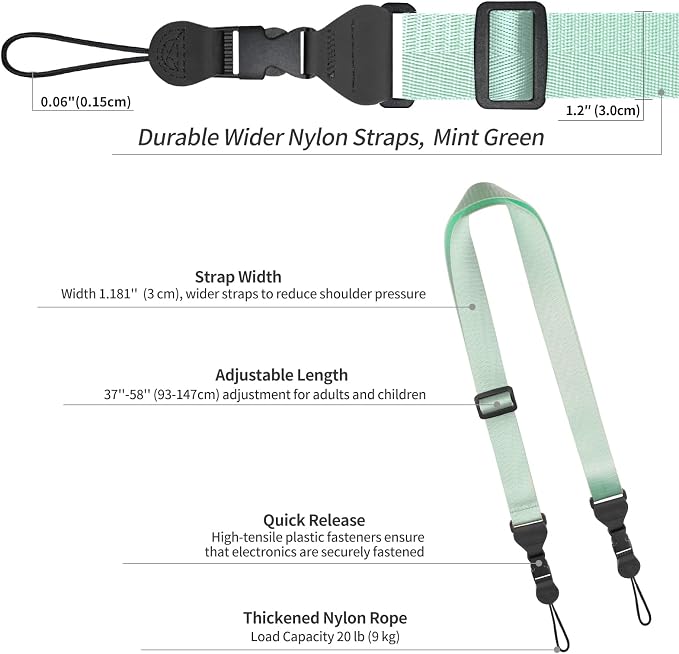 FIEIL Nylon iPad Strap, Adjustable Camera Neck Strap, Comfortable Shoulder Strap - Image 6