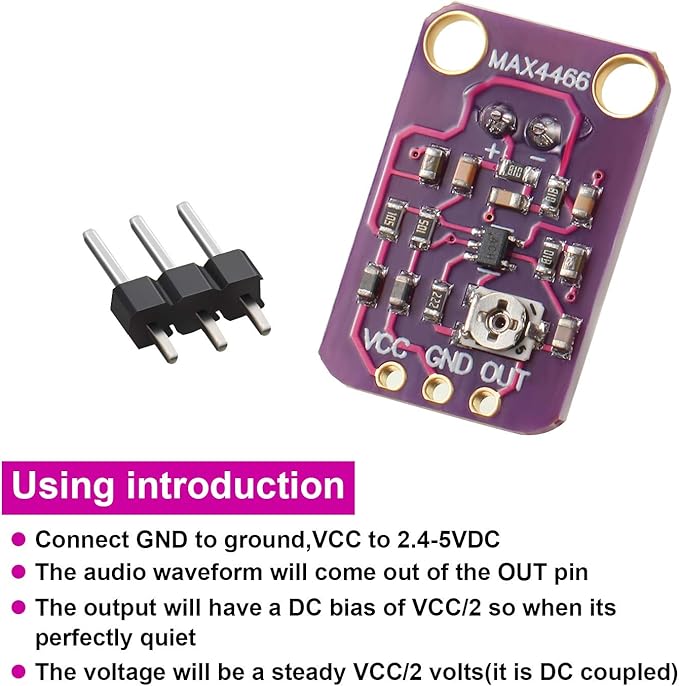 Weewooday 10 Pieces Electret Microphone Amplifier Adjustable MAX4466 Module Microphone Preamplifier Blue Breakout Board Compatible with Arduino