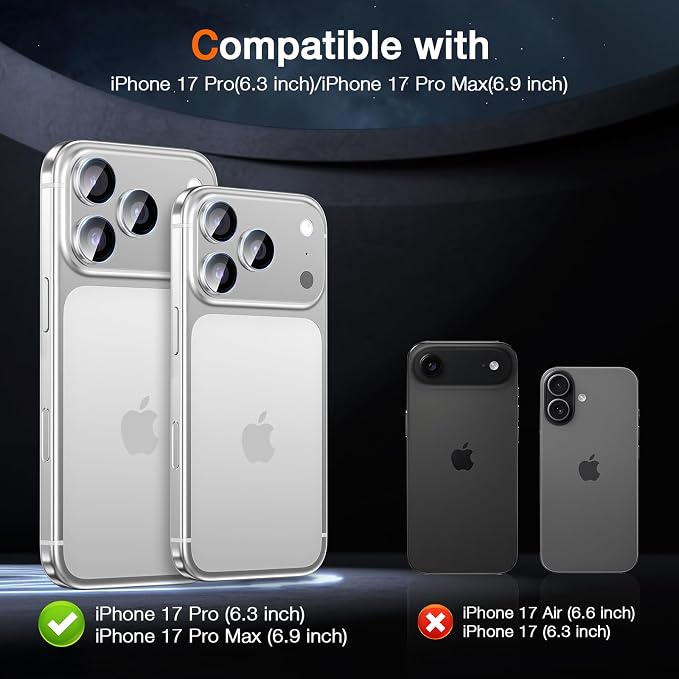 LK 2 Pack for iPhone 17 Pro/17 Pro Max Camera Lens Protector One-Click - Image 2
