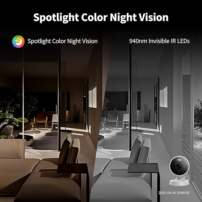 Aqara G100, 2K Indoor/Outdoor Security Camera, HomeKit Secure Video, 2-Way Audio, Spotlight Color/IR Night Vision, AI Detection, 140° FOV, Wi-Fi 6, Supports HomeKit, Alexa, Google and IFTTT, Black