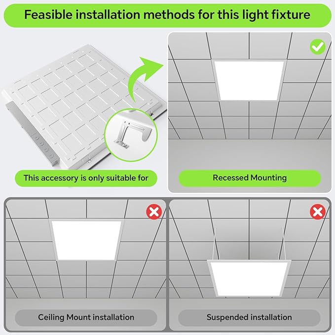2x2 LED Light Flat Panel, 40/35/30/25/20W, 5 Color Temps 2.7K/3K/3.5K/4K/5K, Dimmable (0-10V) Recessed Ceiling Lights, 5200 LM, Fixture Flush Mount Ceiling for Office Kitchen Garage ETL-1Pack