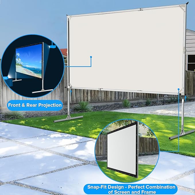 JWSIT 180 inch Projector Screen with Stand,Upgraded 3 Layers PVC 16:9 Large Outdoor Projector Screen,Portable Outdoor Movie Screen with Carrying Bag for Large Commercial Performance