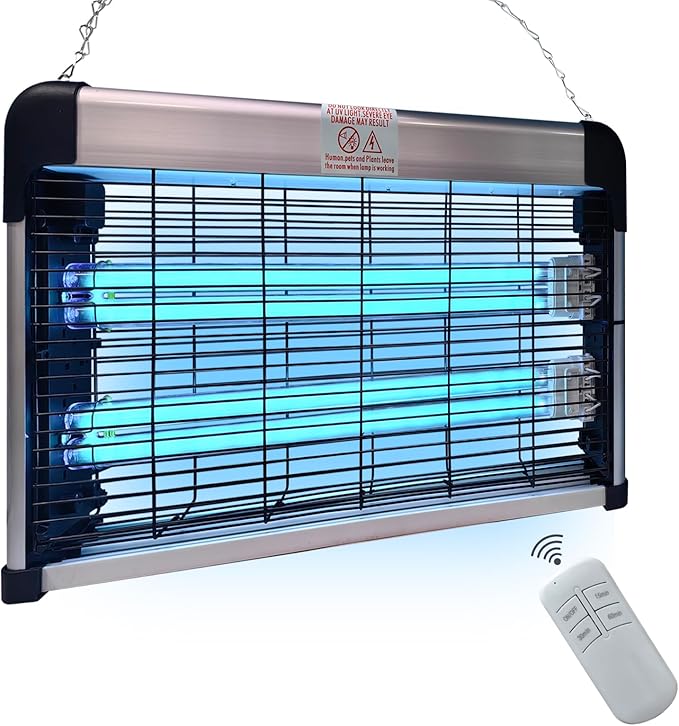 UV Light Sanitizer with Ozone 76 Watts (2x38W), UVC Disinfection Lamp w/Remote Control, Odor and Dust Mite Removal, Ultraviolet Light for Kitchen/Basement/Bathroom Black