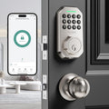 VCHOO Keyless Entry Door Lock Set Smart Locks for Front Keypad Door Lock with Handle Automatic Lock One Time Password Anti Peeping Password IP54, Satin Nickel