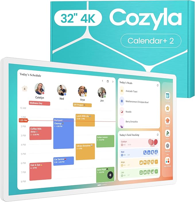 Cozyla Mate Calendar+ 2: 32" 4K Digital Calendar Wall Touch Screen Chore Chart Customizable Dashboard Smart Electronic Display for Family Schedule Meal Plan All App Support Wall Mount Planner for 2026