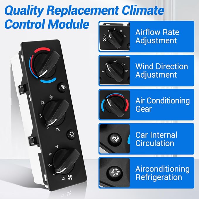 Q21-6012 AC Climate Control Module Compatible with Peterbilt 325 330 335 337 348 357 365 367 378 379 384 385 386 388 389 Trucks A/C Control Panel, Q216012 HVAC Air Temperature Controller Switch Unit