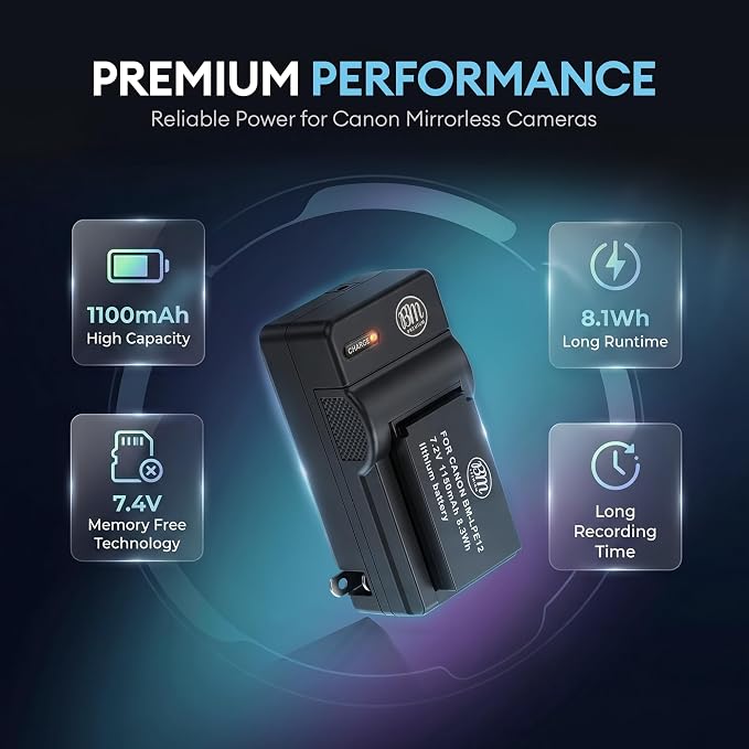 BM Premium 2-Pack of LP-E12 Batteries and Charger - Image 3