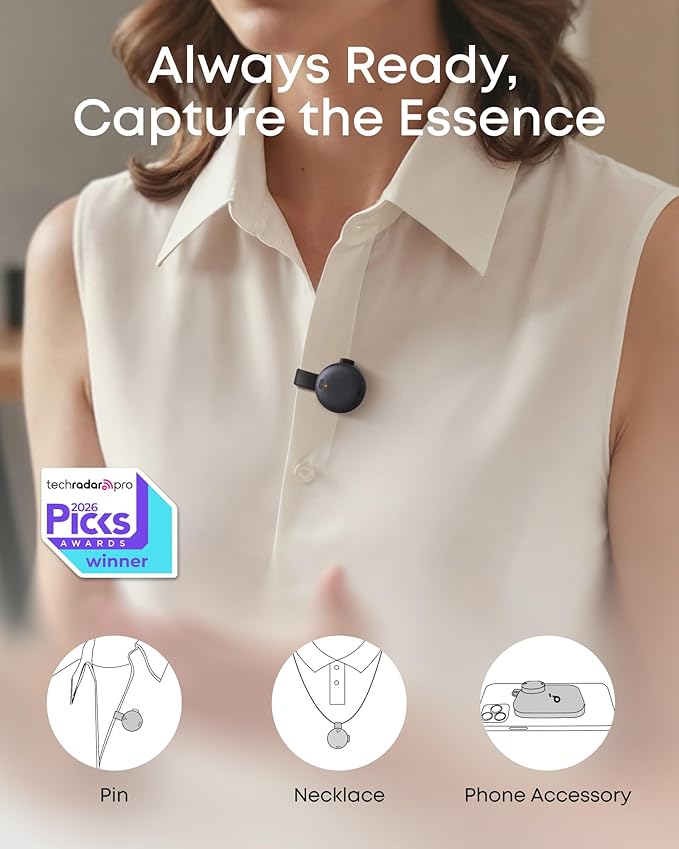 soundcore Work by Anker, Portable AI Voice Recorder, AI Note Taker, AI Transcription & Summarization, 6-Month Pro at No Charge, Cross-Meeting Summary, MFi Certified, Privacy Protection