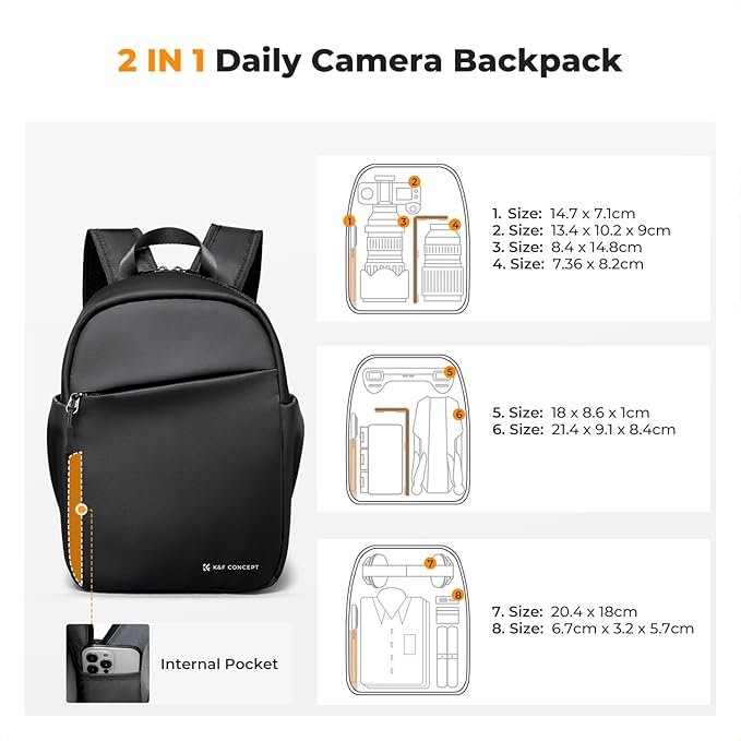 K&F CONCEPT Camera Backpack, Lightweight Camera Bag - Image 4