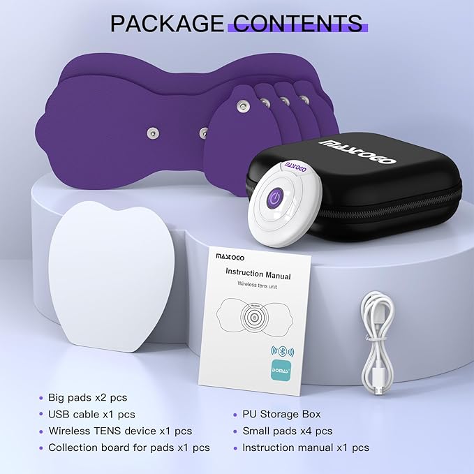 Wireless TENS & EMS Unit Back Pain Relief Massager - APP Controlled Bluetooth EMS Muscle Stimulator Machine for Back Shoulder Leg Neck Pain Relief