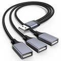 KAYQINHO USB Y Splitter 1 in 3 Out, USB Male to 3 Female Cable for PC, Tablet, Laptop, MacBook, Keyboard, PS4, PS5, Mouse, FlashDrive, LED, Etc.