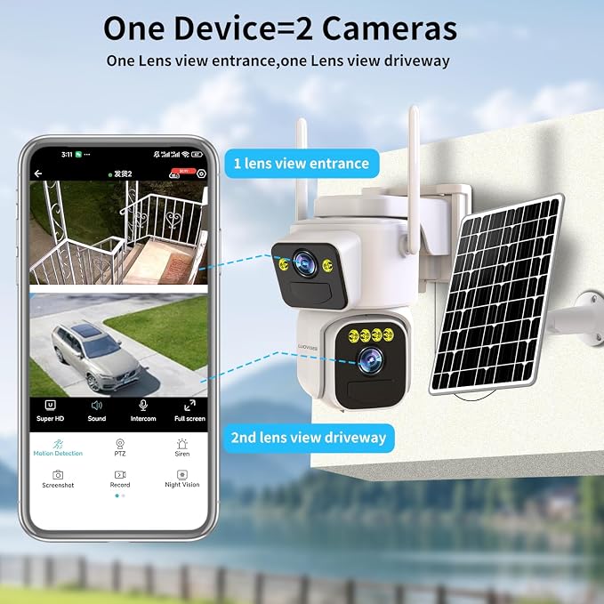 Luovisee Solar Security Cameras Outdoor Wireless, 2.4G/5G WiFi Cameras - Image 2