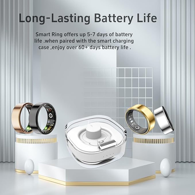 Smart Ring Health & Fitness Tracker for Men & Women, Heart Rate, SPO₂, Sleep & Activity Monitoring, IP68 Waterproof, Long Battery Life, Family Care Mode, No Subscription Fee (Black, 13)