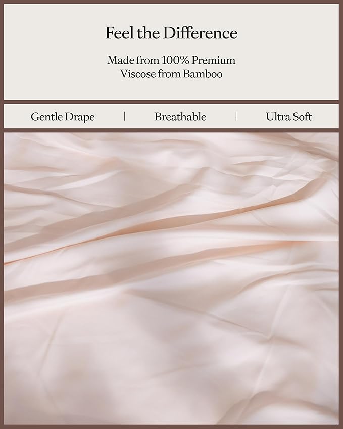 Cozy Earth Luxury Bed Sheet Set - 100% Viscose from Bamboo Fabric, Ultra-Soft & Breathable, Fits Regular & Deep Pocket Mattresses up to 20" - 4 Pieces Full Sheet Set - Peony