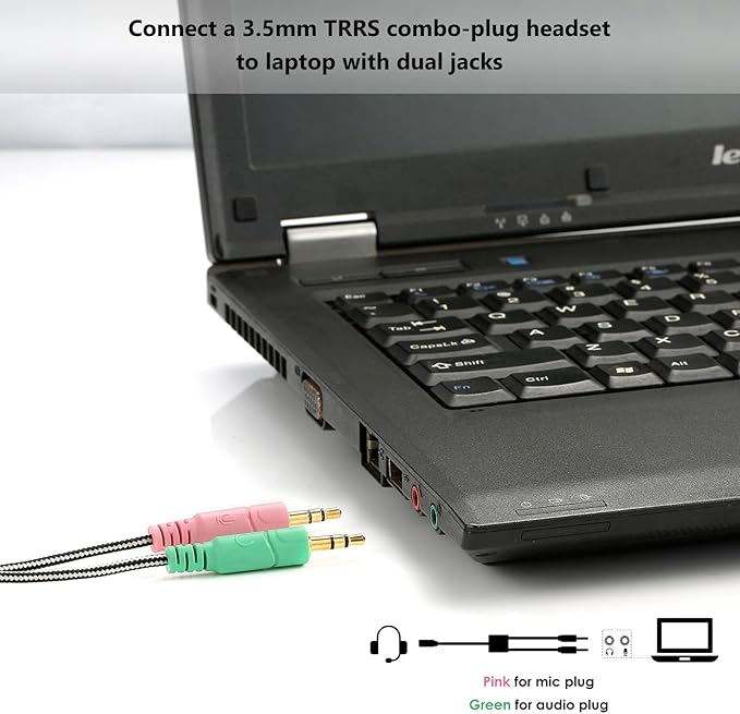 MillSO Headphone Splitter for Computer CTIA 3.5mm TRRS Female to Dual TRS Male Mic Audio Jack Y Adapter Headset Splitter Cable for PC Laptop to Gaming Headset - 8inch/20cm