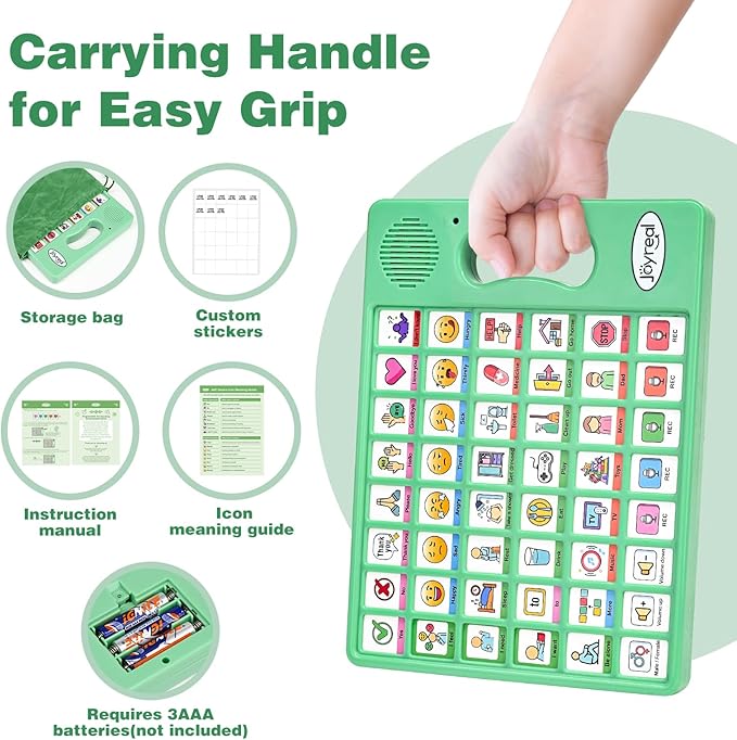 Joyreal AAC Device for Autism, Non Verbal Communication Tools for Speech Therapy & Stroke Rehab. Autism Communication Board with 5 Programmable Buttons & Adjustable Volume, Autistic Kids Must Haves
