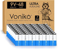 Voniko 48-Pack 9V Batteries, Long-Lasting 9 Volt Battery by Voniko