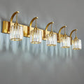 FDPBY 5-Light Crystal Vanity Light, Modern Gold Bathroom Wall Sconce with K9 Crystal Shades, 42.51" Long Over Mirror Lighting for Vanity, Makeup, Hallway, Elegant & Easy Installation