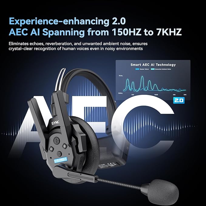 SYNCO XTalk XPro Wireless Intercom Headset with Antenna Enhanced Signal Reception 2.4GHz Full Duplex Random Master Device Design for Team Communication Headset (Xpro5 Five Users)