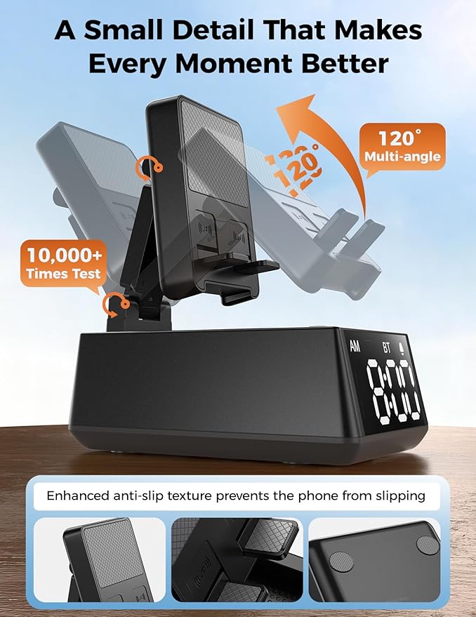 Bluetooth Speaker Birthday Gift for Men:Induction Cell Phone Stand HD Sound Valentines Gifts For Him Her Adult Teen,Anti-Slip Phone Holder Kitchen Gadget Women Mom Wife,Dad Husband Boyfriend(Black)