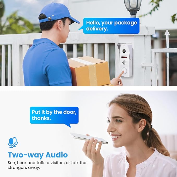Wired Video Doorbell Intercom System 7 inch Monitor 1080P HD Camera Entry Doorphone Door Camera TUYA WiFi Smart Home Door Phone Kits for Apartment Home Villa (2 doorbell + 1 Monitor)